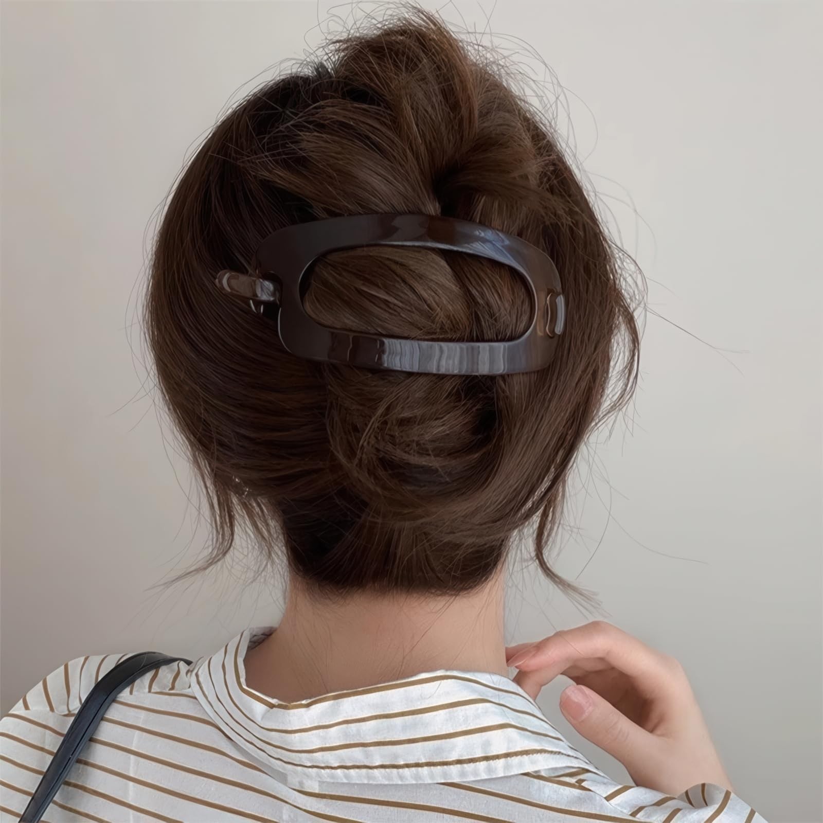 6PCS French Oval Hair Barrette Clips Plastic Bun Ponytail Holder Flexible Pla…