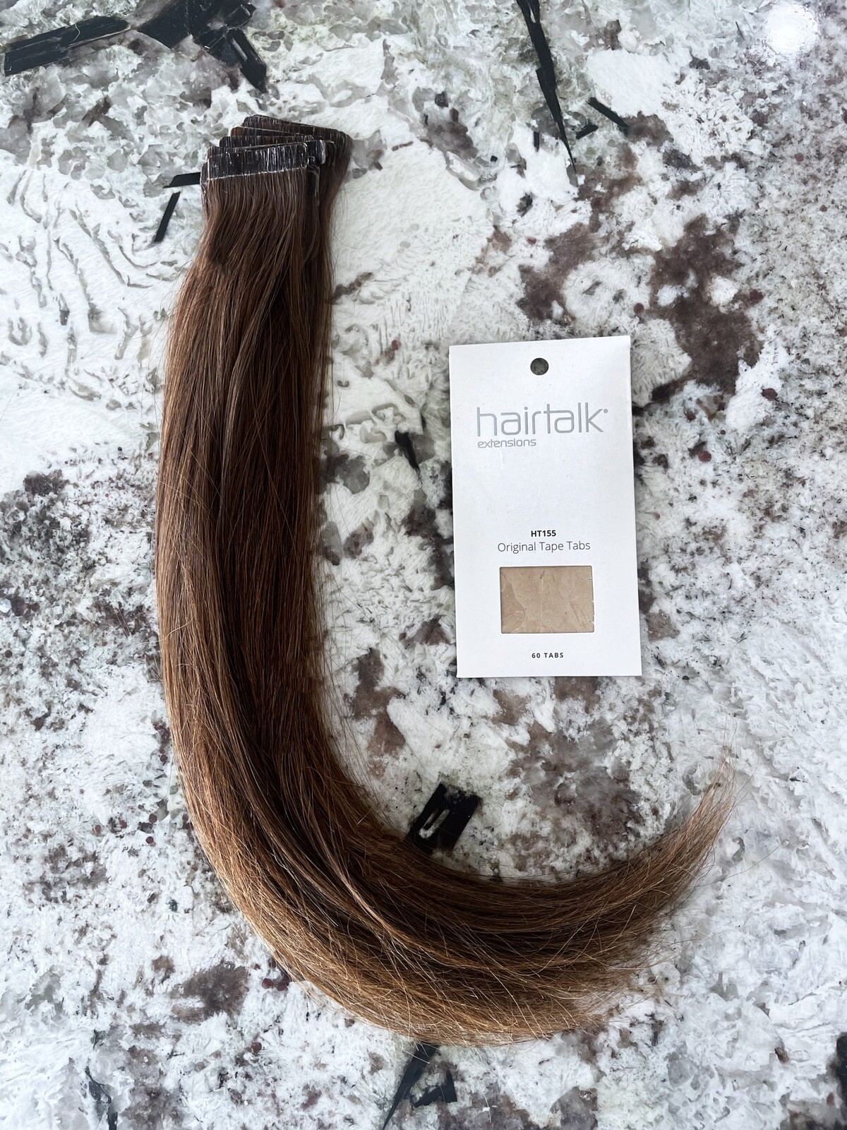 40 Pc Tape In Hotheads HairTalk Hair Extensions 17” #5 Dark Brown Human