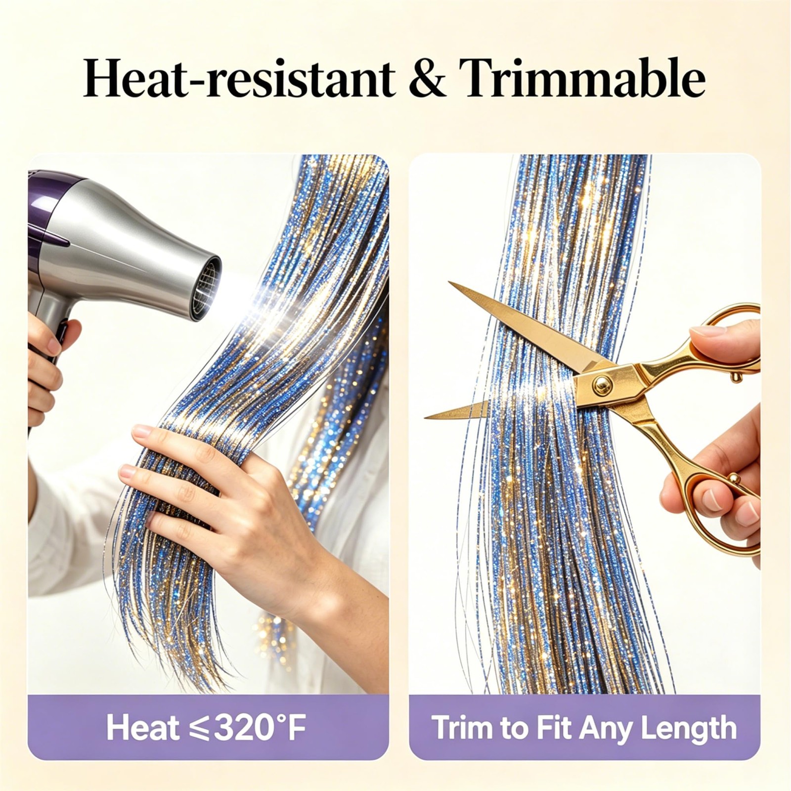 18 Colors Hair Tinsel Kit – 47 Inch Sparkle Strands, up to 320°F, No-Fade & R…