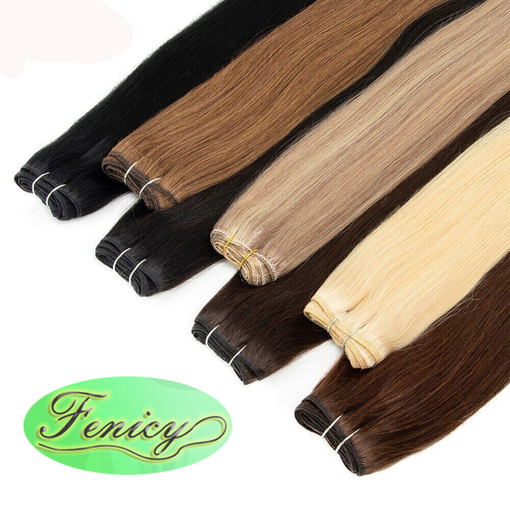 Sew in Weft Human Hair Extensions Double Weave Real Human Hair Bundles Straight