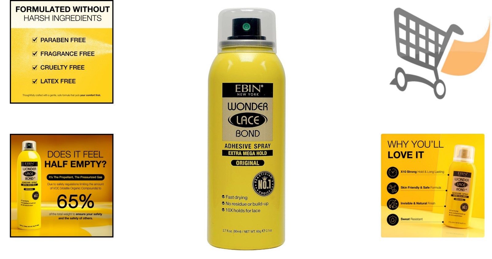 Wig Adhesive Spray Extra Mega Hold Fast Dry All-Day Security