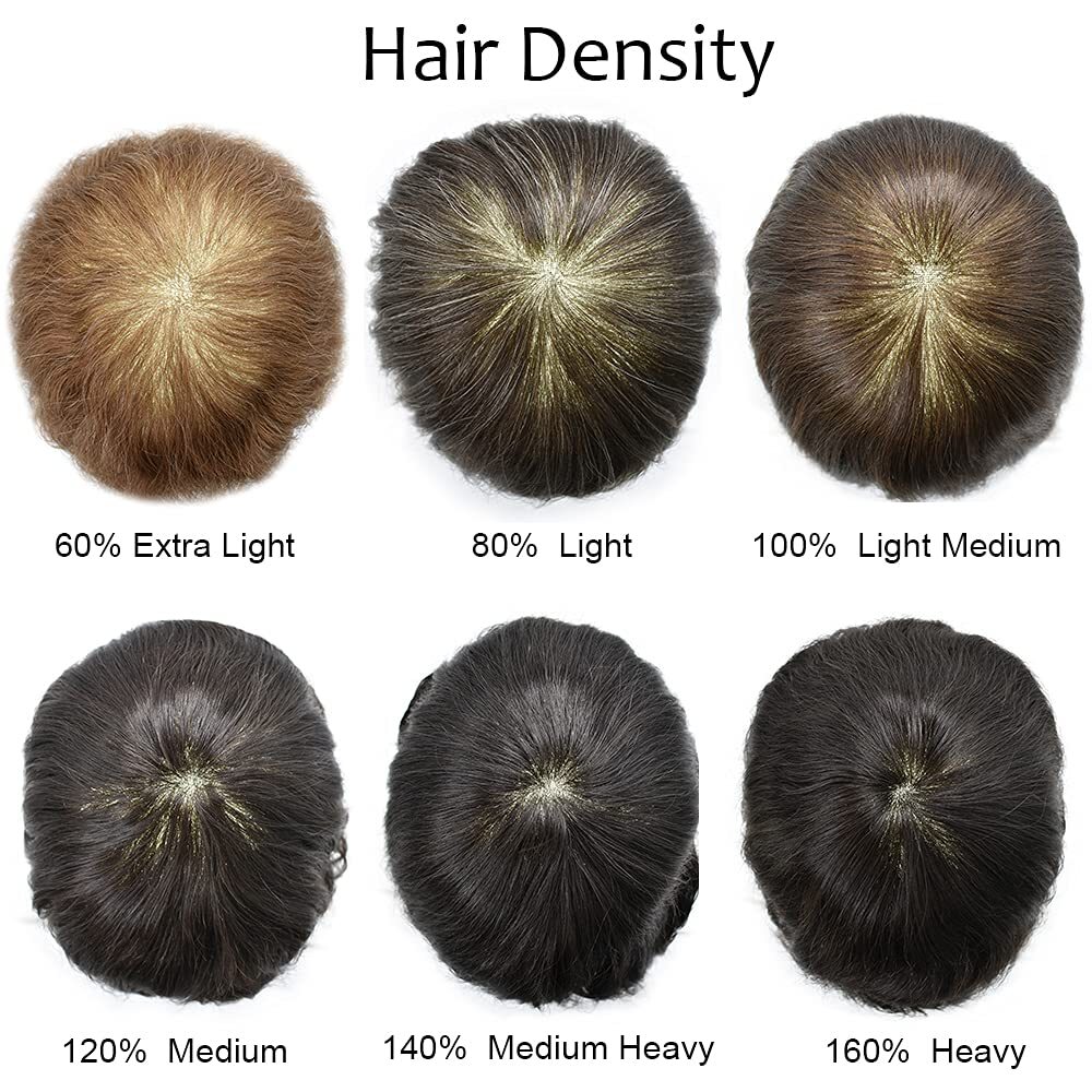 Thin Skin 0.1mm Invisible Full Poly Mens Toupee Hairpiece Human Hair US