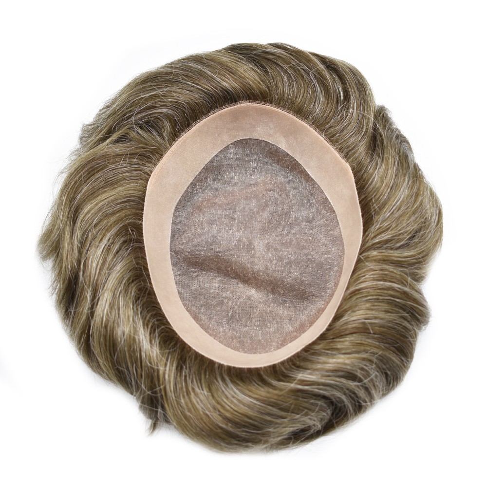 Mens Toupee Hairpiece Fine Mono Hair System Replacements Poly Skin Pu Mens Wigs