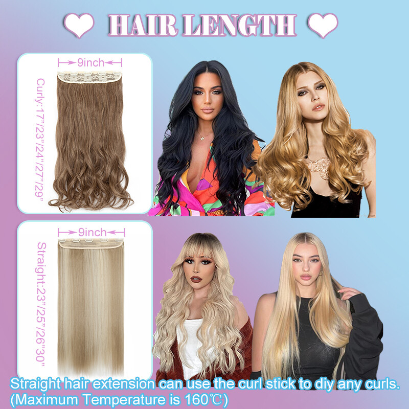 One Piece Clip in Hair Extension 5Clips Full Head Thick as Human Highlight Ombre