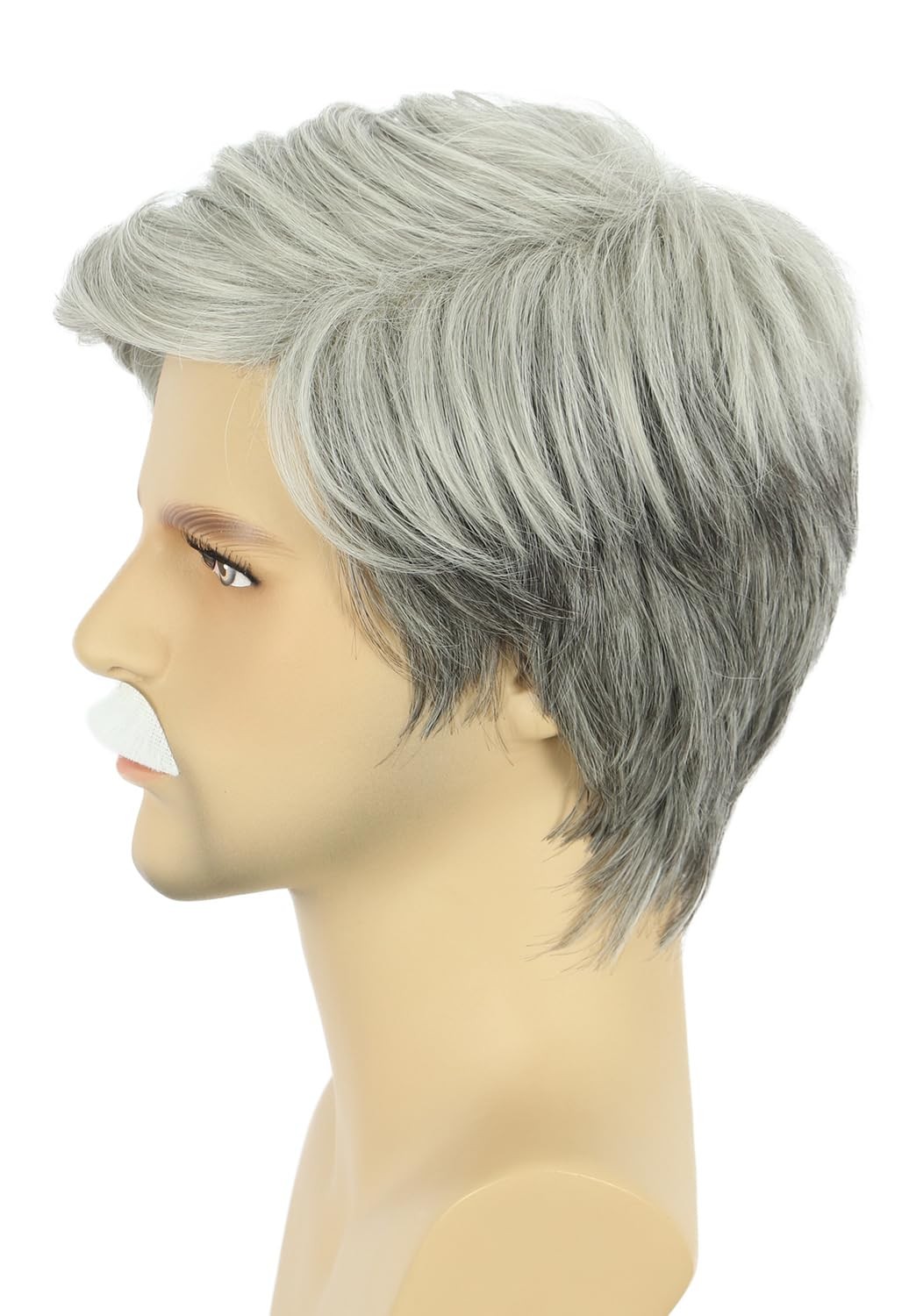 Old Man Grandpa Short Grey and White Wig with Moustache Natural Looking Daily…