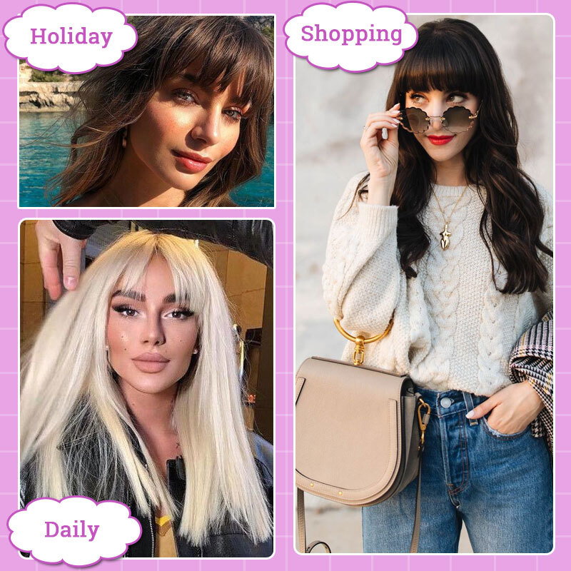 Real as Human 5″-20″ Hair Topper with Bangs Toupee Clip in Hairpiece Extensions