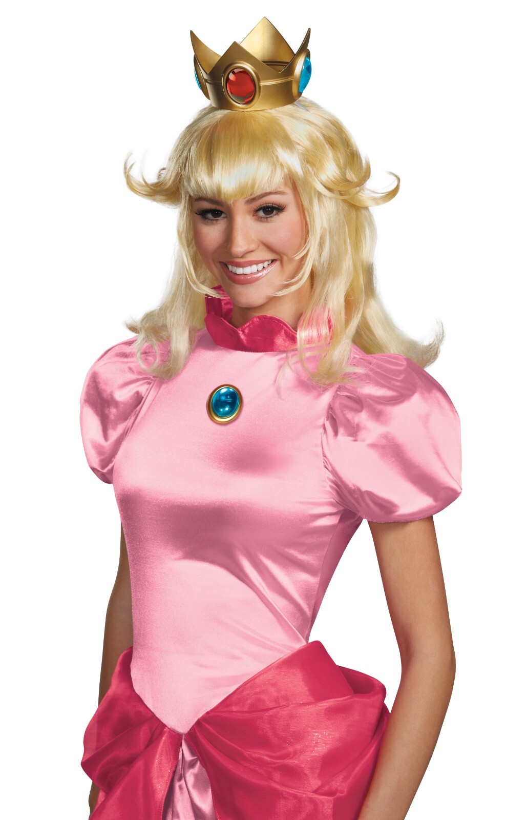 Super Mario Brothers Princess Peach Blonde Wig Halloween Cosplay Adult