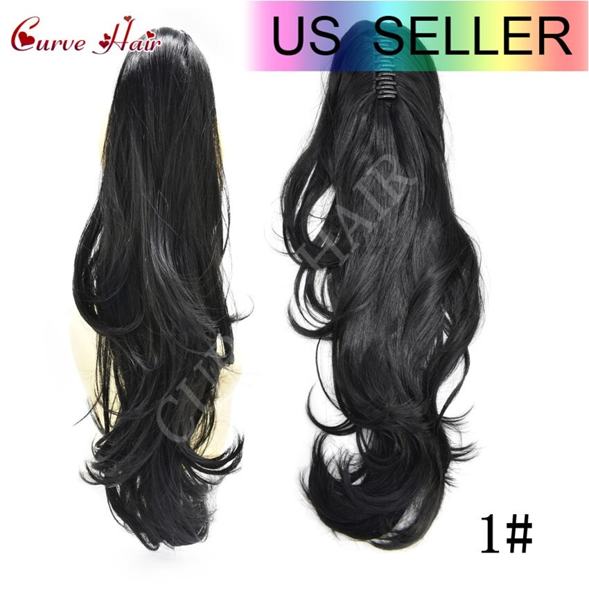 Claw Clip in Ponytail 22″ Wavy Long Hair Piece Jaw Pony Tail Extension Synthetic