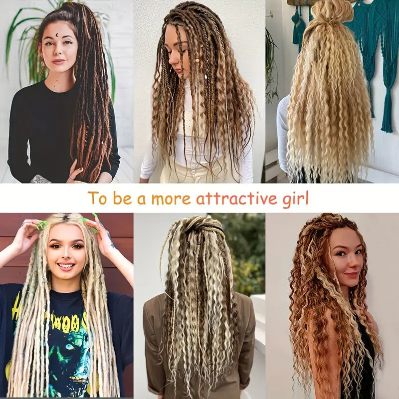 24″ Boho Braids Double Ended Dreadlocks Extension Curly Box Braids Locs DE Dread