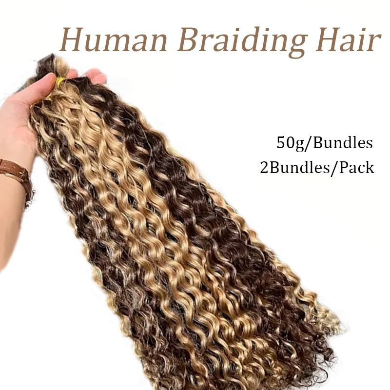 Human Braiding Hair Water Wave 2 bundle 100g Color 4P/27 50g/Bundle