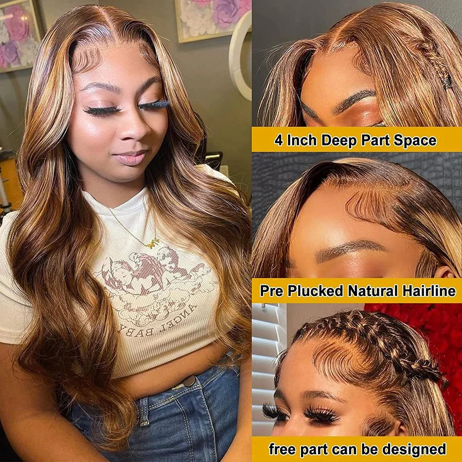 Highlight Blonde Human Hair Hd Lace Front Wigs Body Wave Glueless Wigs Brazilian