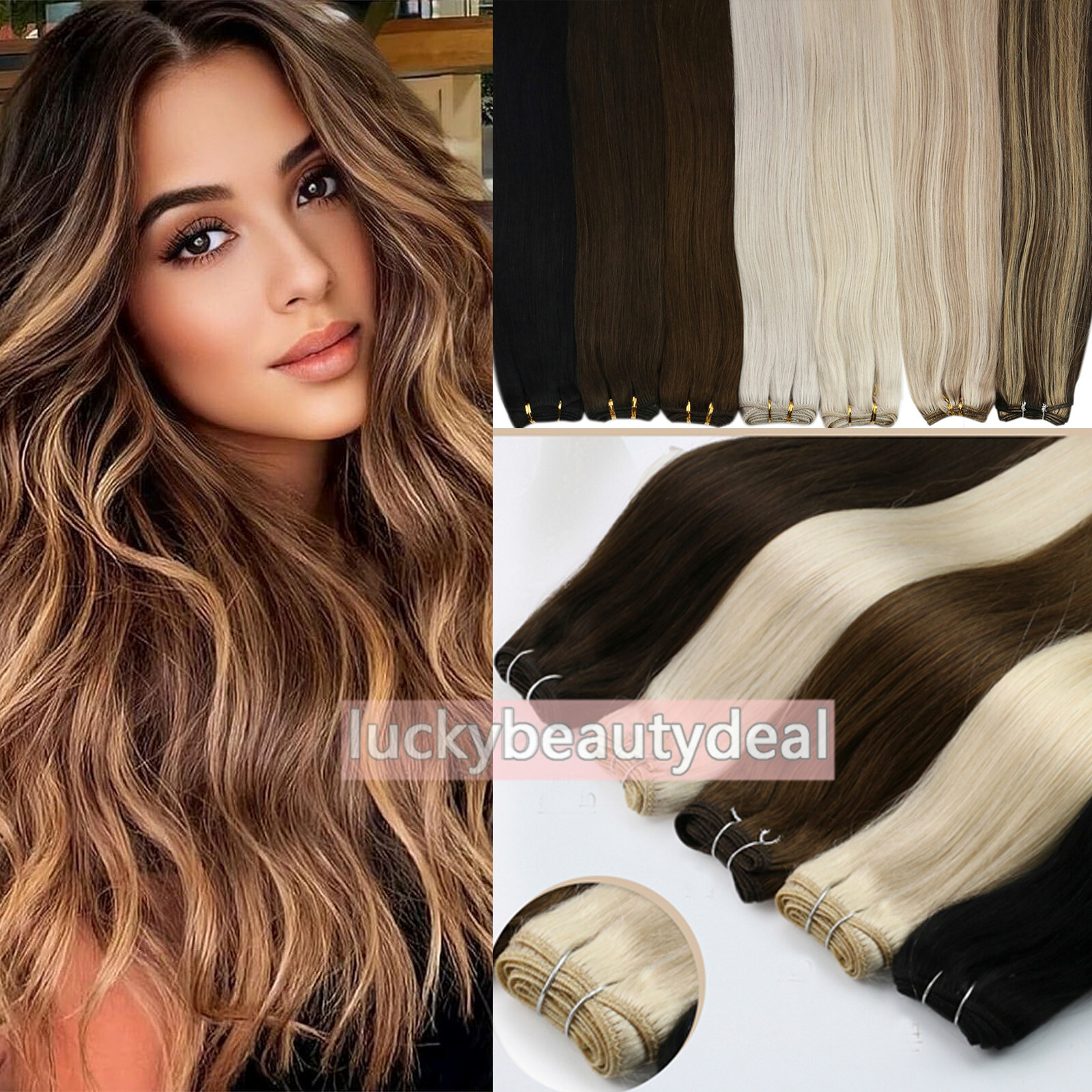 Sew in Weft Human Hair Extensions Double Weave Real Human Hair Bundles Straight