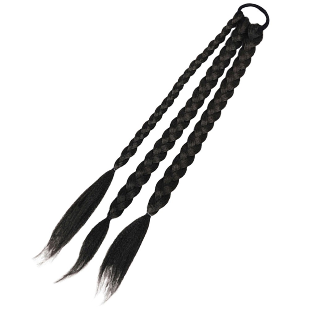 Easy to Wear Braided Ponytail Extension Synthetic Hair Piece in Classic Black