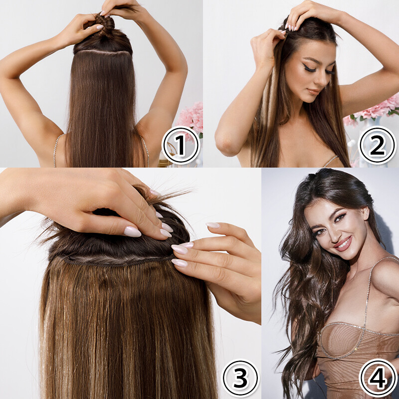 CLEARANCE Clip in One Piece 100% Real Human Remy Hair Extensions Full Head 1PCS