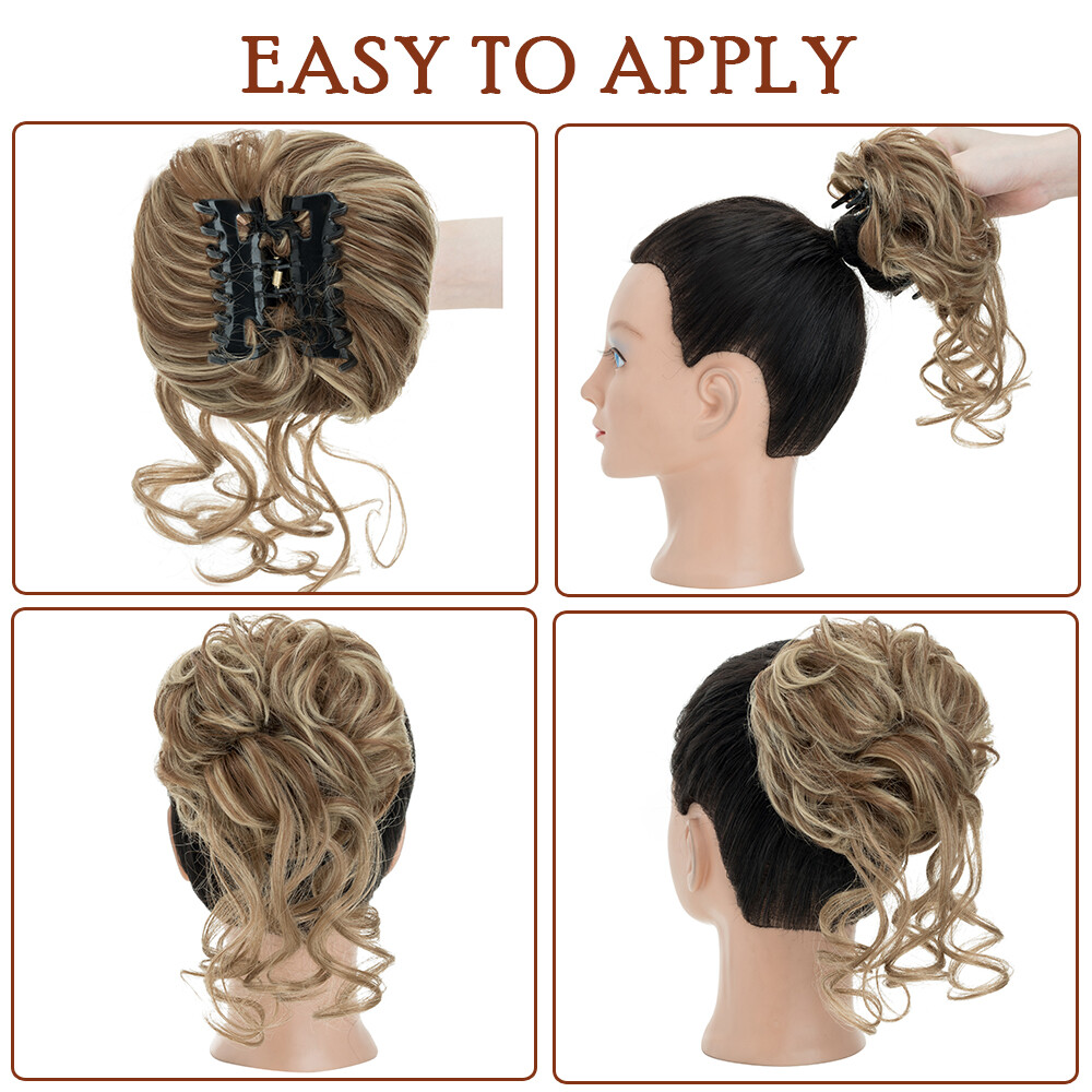 6in Fluffy Claw on Ponytail Clip in Pony Tail Hair Extensions Messy Bun Ponytail