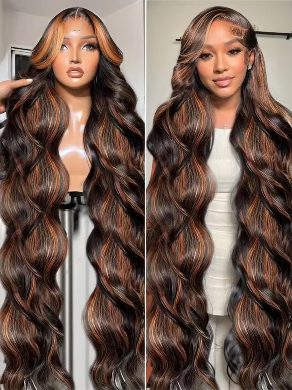 Highlight Body Wave HD Transparent Lace Wig Brazilian Human Hair Lace Front Wig