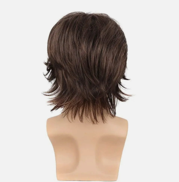 8 Inch Human Hair New Short Dark Brown Layered Men’s Wigs