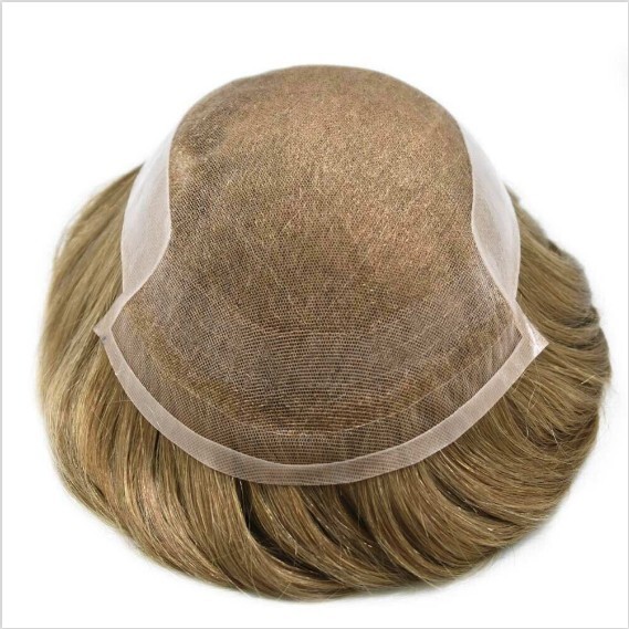 French Lace Front Mens Toupee Poly Skin Hairpieces Human Hair Replacement System