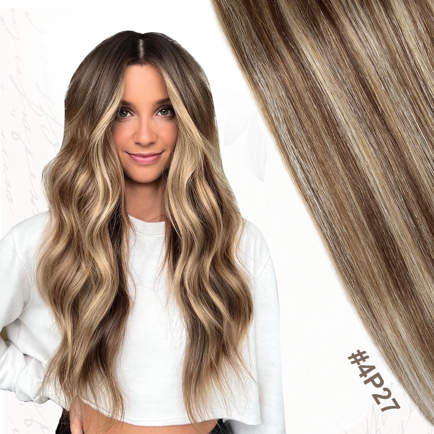 20″ Clip In Hair Extensions Remy Human Hair 120g Medium Brown to Caramel Blonde