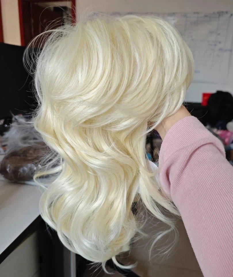 Curly Wave Bob Wig Short Blonde Wig With Bangs For Women Synthetic Nat