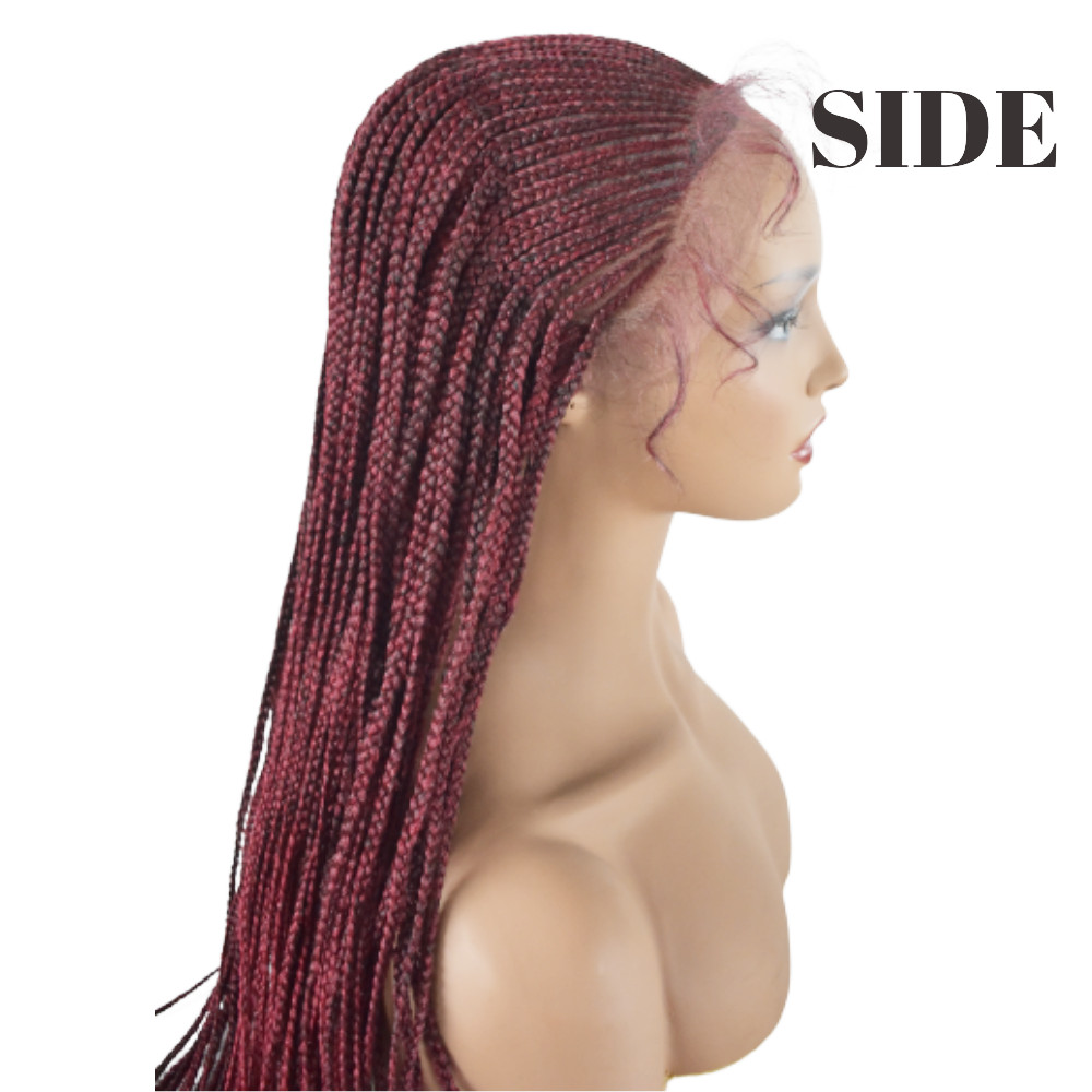 Micro Cornrow Box Twist Braided Lace Front Wig Baby Hair Kanekalon Synthetic US