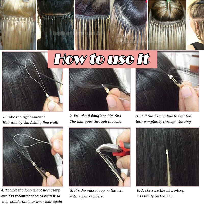 Micro Link Loop Tip Human Hair Extensions Micro Bead Remy Straight European Hair