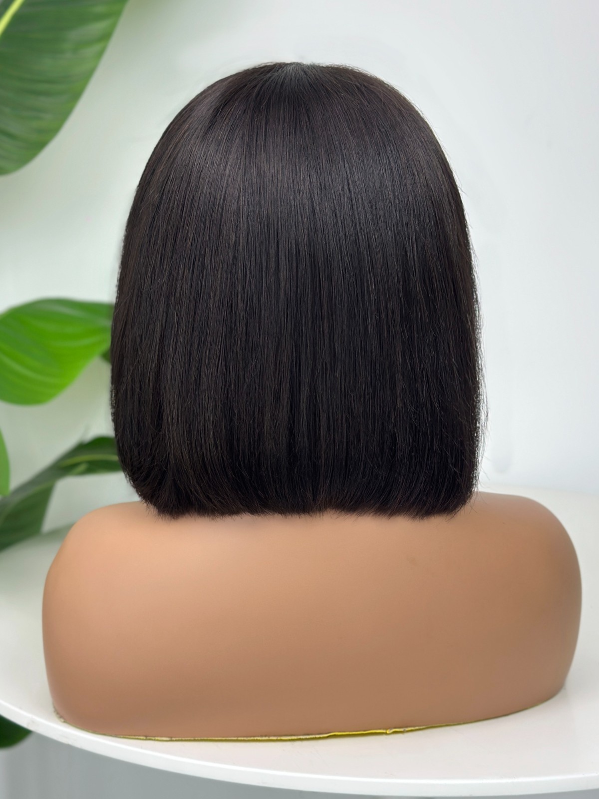 Pre-cut Lace 10” Bob with Bangs 4×4 Silk Top Lace Closure Wig 100% Human Hair
