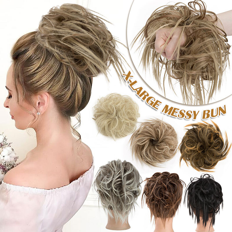 Curly Messy Bun Hair Piece Thick Updo Scrunchie Hair Extensions Real As Human US