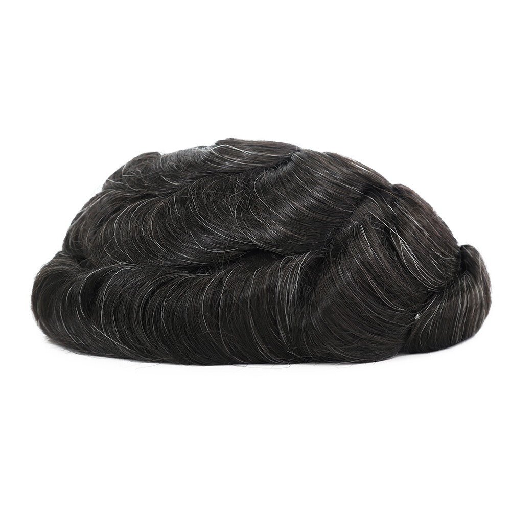 Mens Toupee Human Hair Systems Fine Mono Colored Hair Pieces 8X10 #1B US Seller