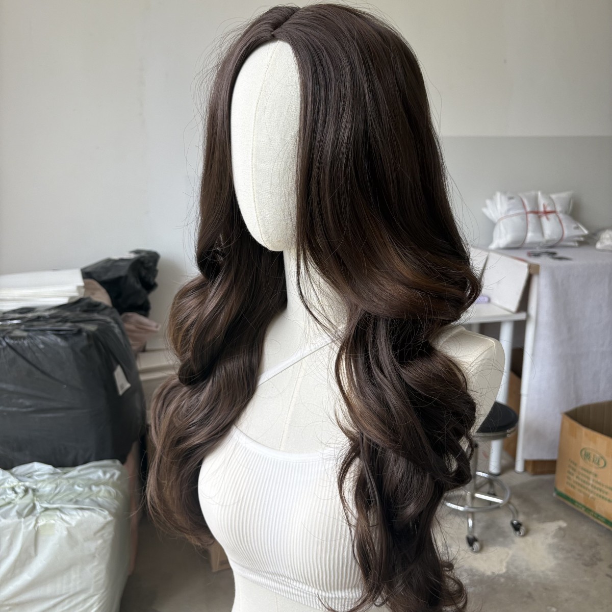 Cosplay Party Wig Mixed Brown Synthetic Hair Heat Resistant Long Wavy Soft Women