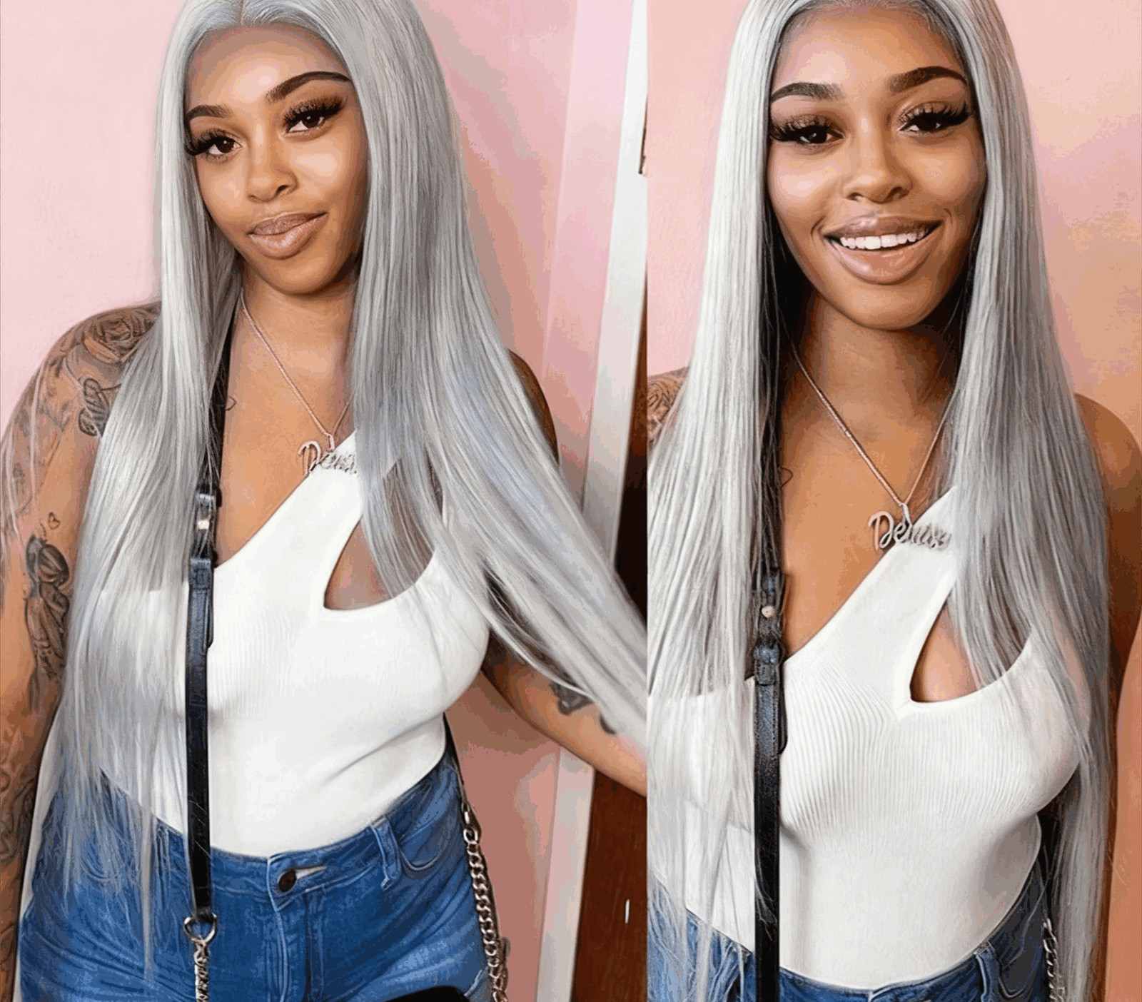 Cyan Blue Body Wave 13×6 Lace Front Wig Human Hair 613 Blonde Green Ombre WIg