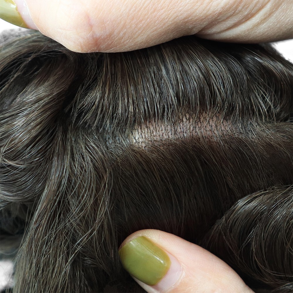 Mens Toupee Human Hair Replacement System Thin Skin Toupee Hairpiece 8X10 Black