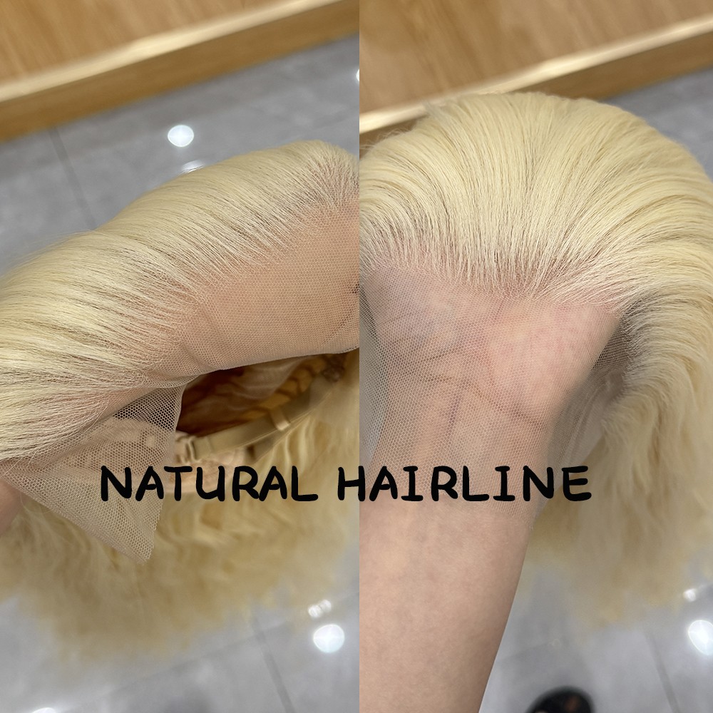 Women Synthetic Hair Heat Resistant HD Lace Front Wig Long Wavy Layered Blonde