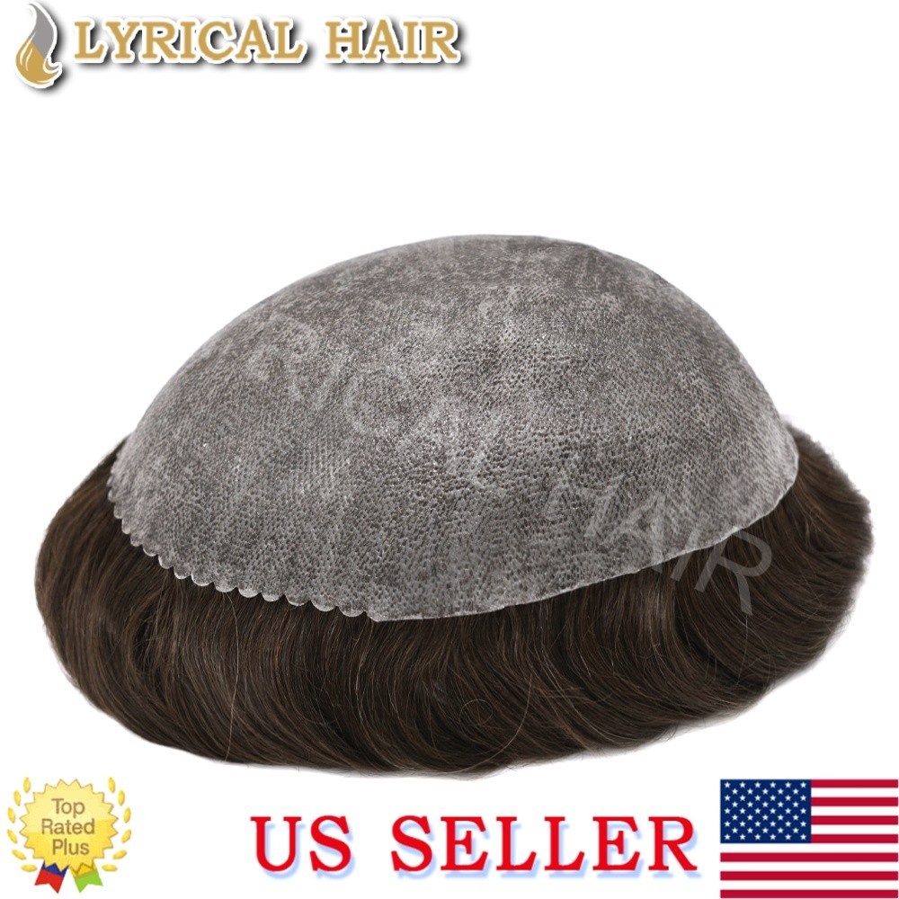Lyrical Hair Mens Toupee Human Hair Replacement System Injection PU Hairpiece US