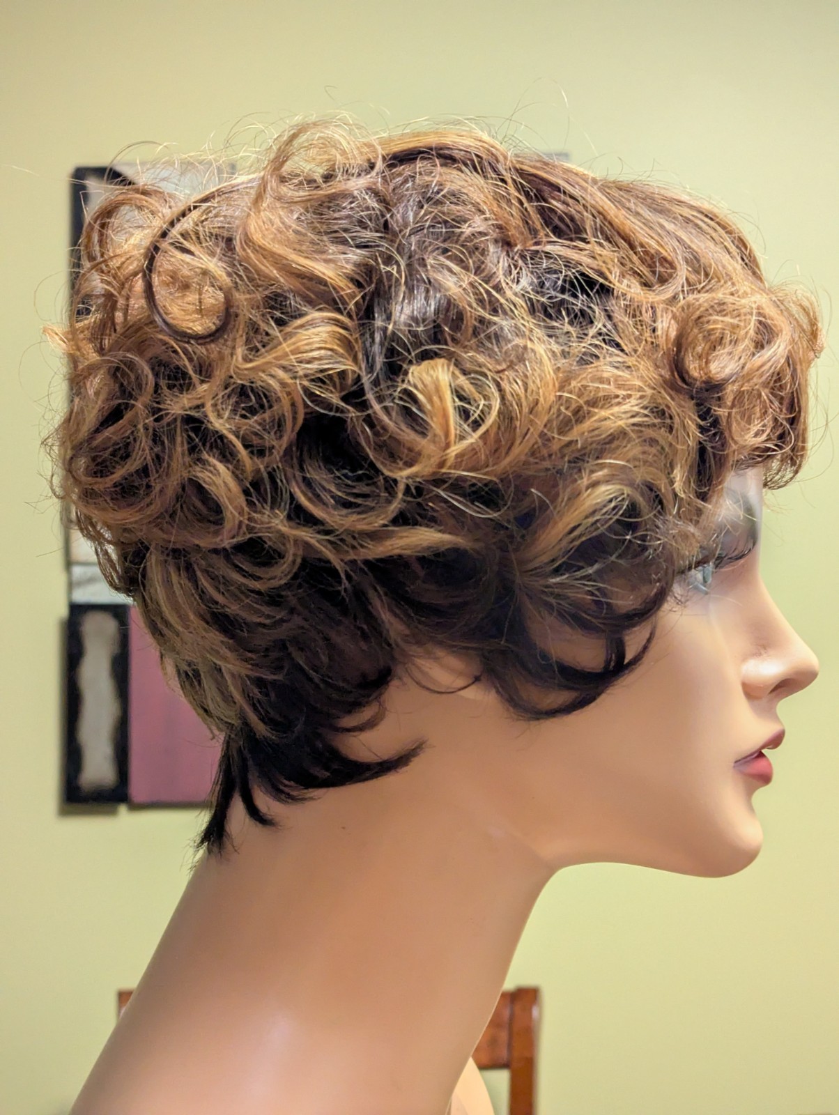Remy Bang Bob Cut Custom Color Light Chestnut Brown Tipped Golden Blonde Wig