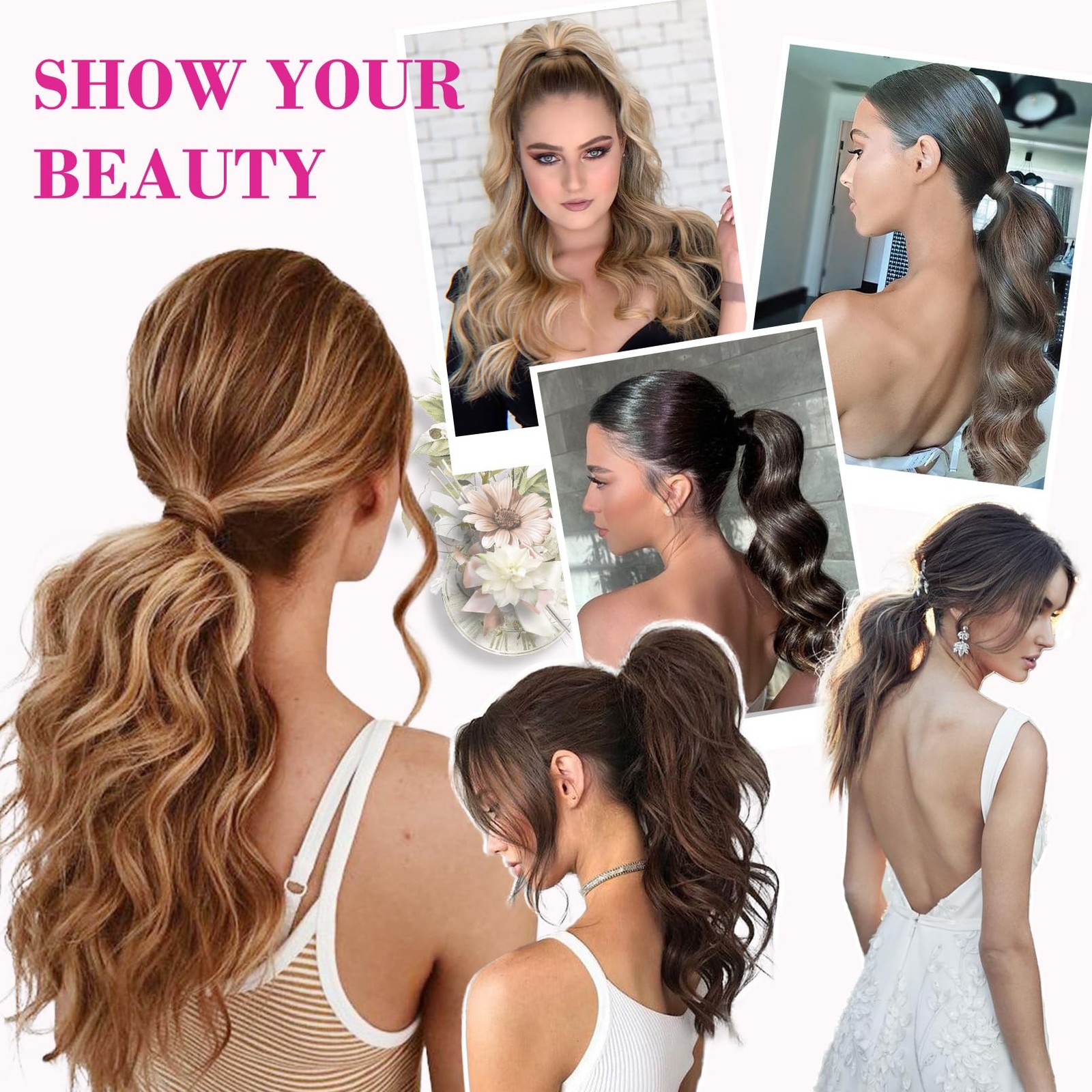 Ponytail Extension 14″ Chocolate Brown 140g Synthetic Hair – Claw Clip