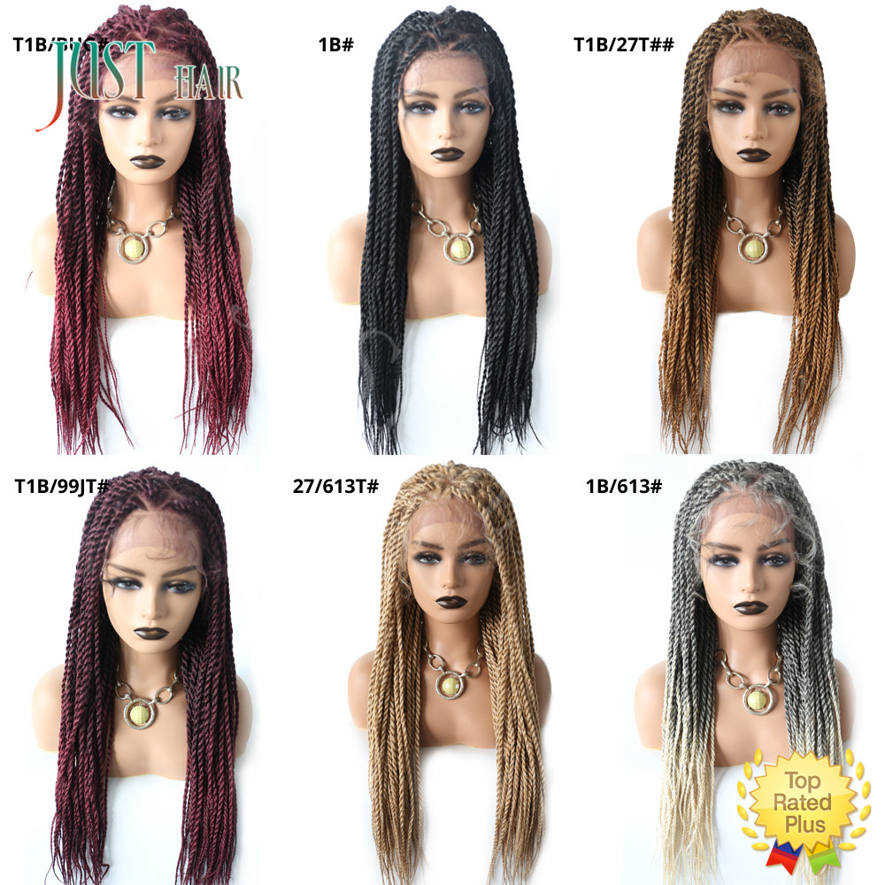 Black Braided Lace Box Braids Wig Synthetic Twist Cornrow Baby Hair for Women US