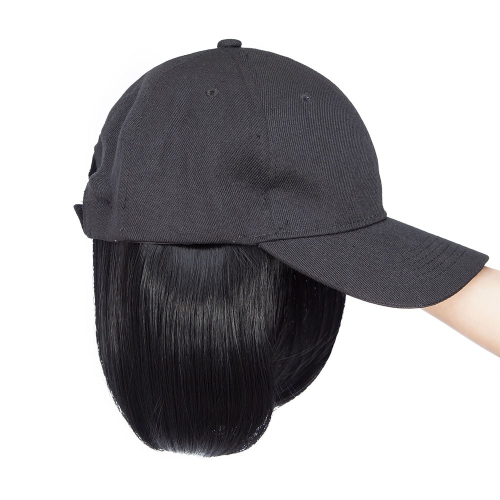 Instant Style 6″ Straight Cap Wig | Adjustable Baseball Hat with Attached Hair