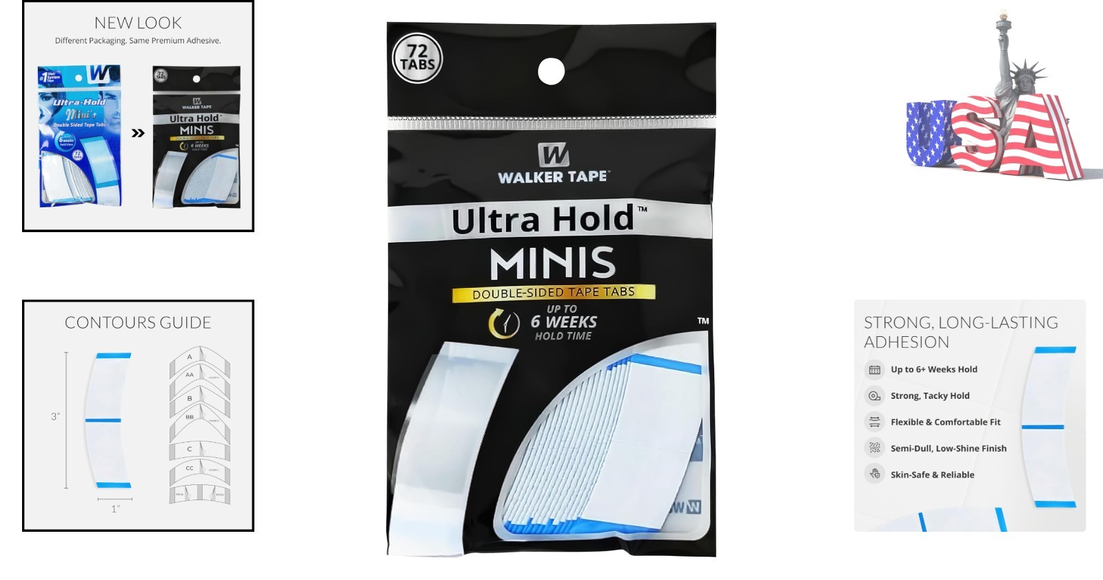 72 Pack of Strong, Waterproof Mini Tabs for Lace Wigs & Hair Extensions