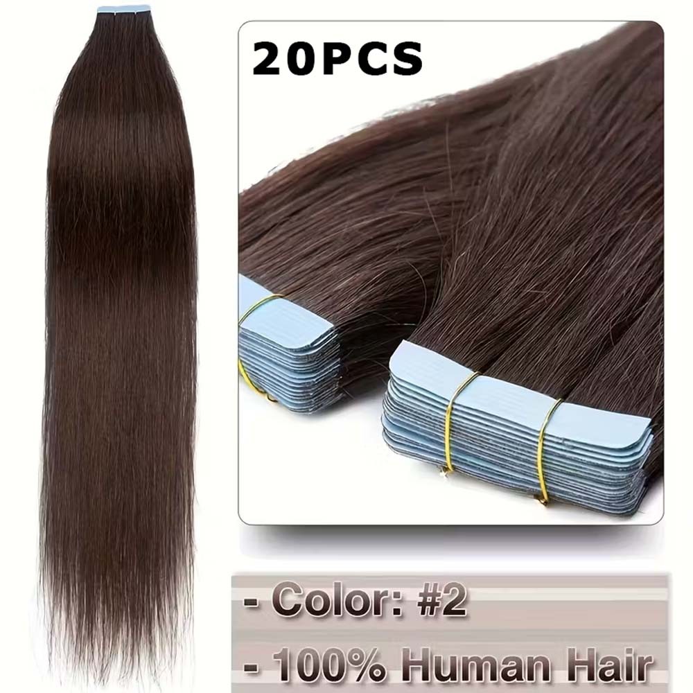 High-Quality Soft Glossy 20-Piece Tape In Hair Extensions – 100% Remy Human Hair