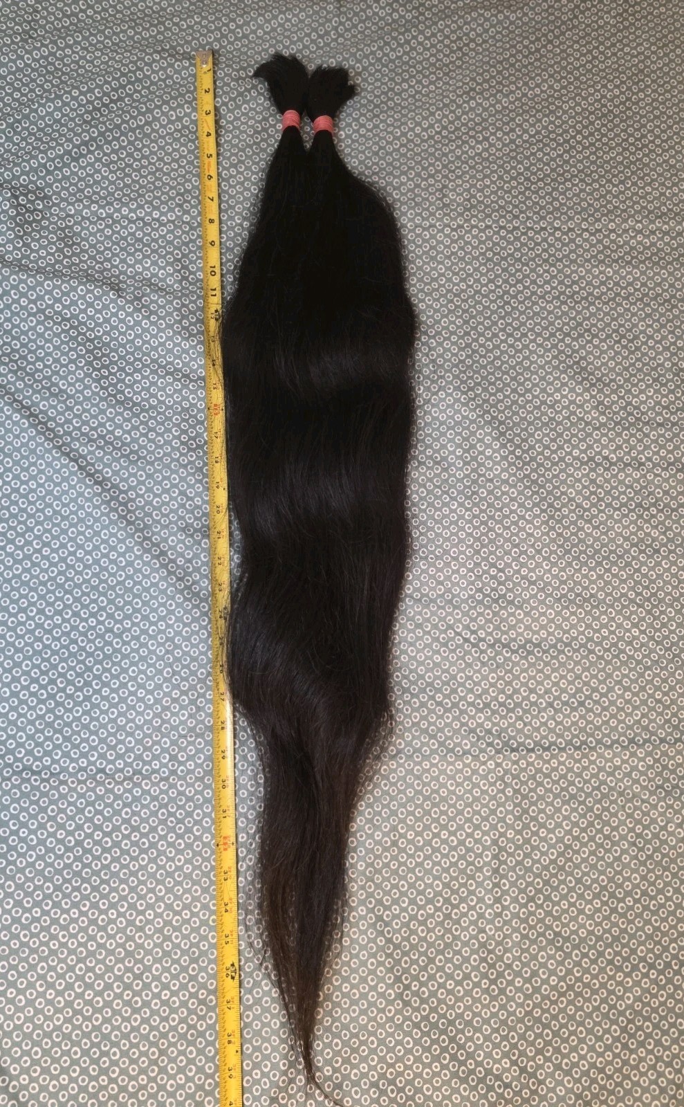 Black Human Hair Ponytail Bundles Straight Thick 40 in 244.2 grams 2pcs