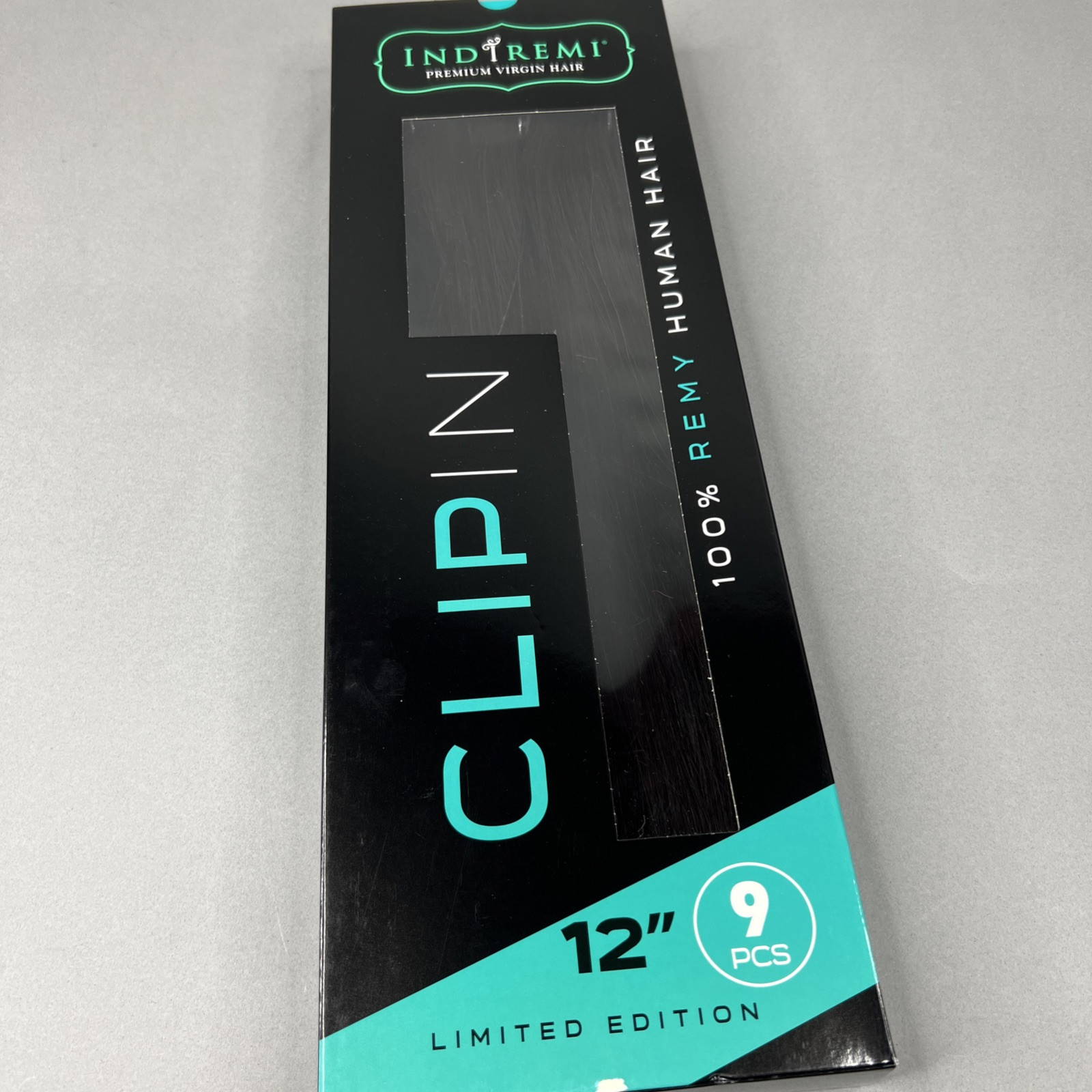 Indi Remi 9 Pc 12” Clip-in #1B Off Black Straight Human Virgin Hair Bobbi Boss