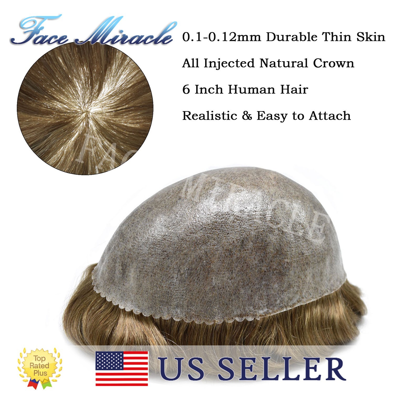 Hair System for Men Full Poly Thin Skin PU Man Hair Piece Natural Hair Wig Unit