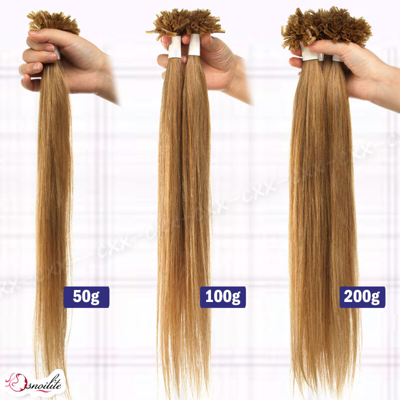 Thick Russian Flat Pre Bonded Real Remy Human Hair Extensions Nail U Tip Keratin