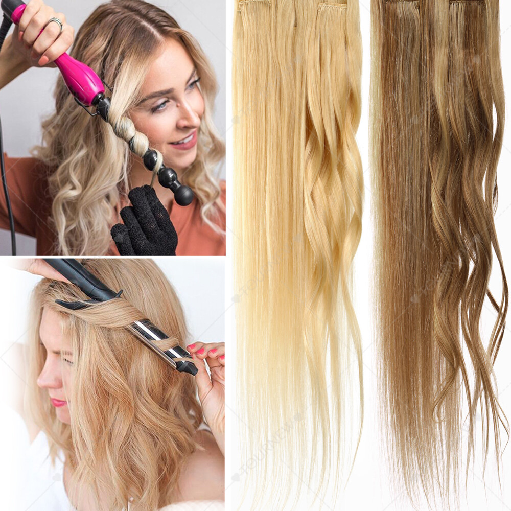 One Piece 5 Clips Human Hair Extensions Clip In 3/4 Full Head Highlight Straight