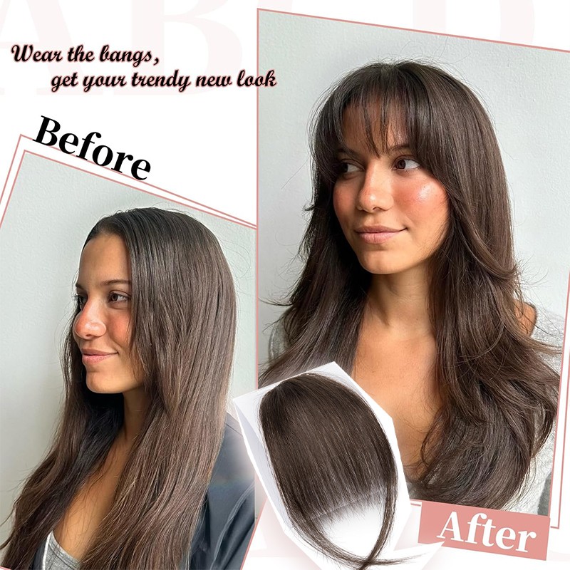 Clip In Fringe Topper Neat Bangs Hair Piece 100% Real Remy Human Hair Extensions