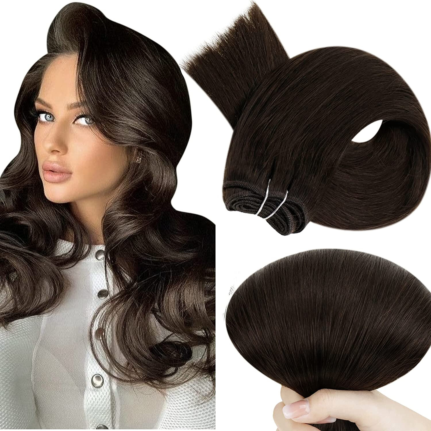 Sew in Weft Human Hair Extensions Double Weave Real Human Hair Bundles Straight