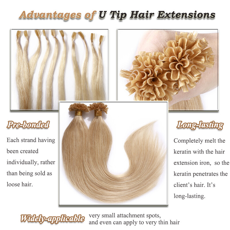 20-24Inch 100g Keratin Nail U Tip 100% Remy Human Hair Extensions Pre-Bonded US