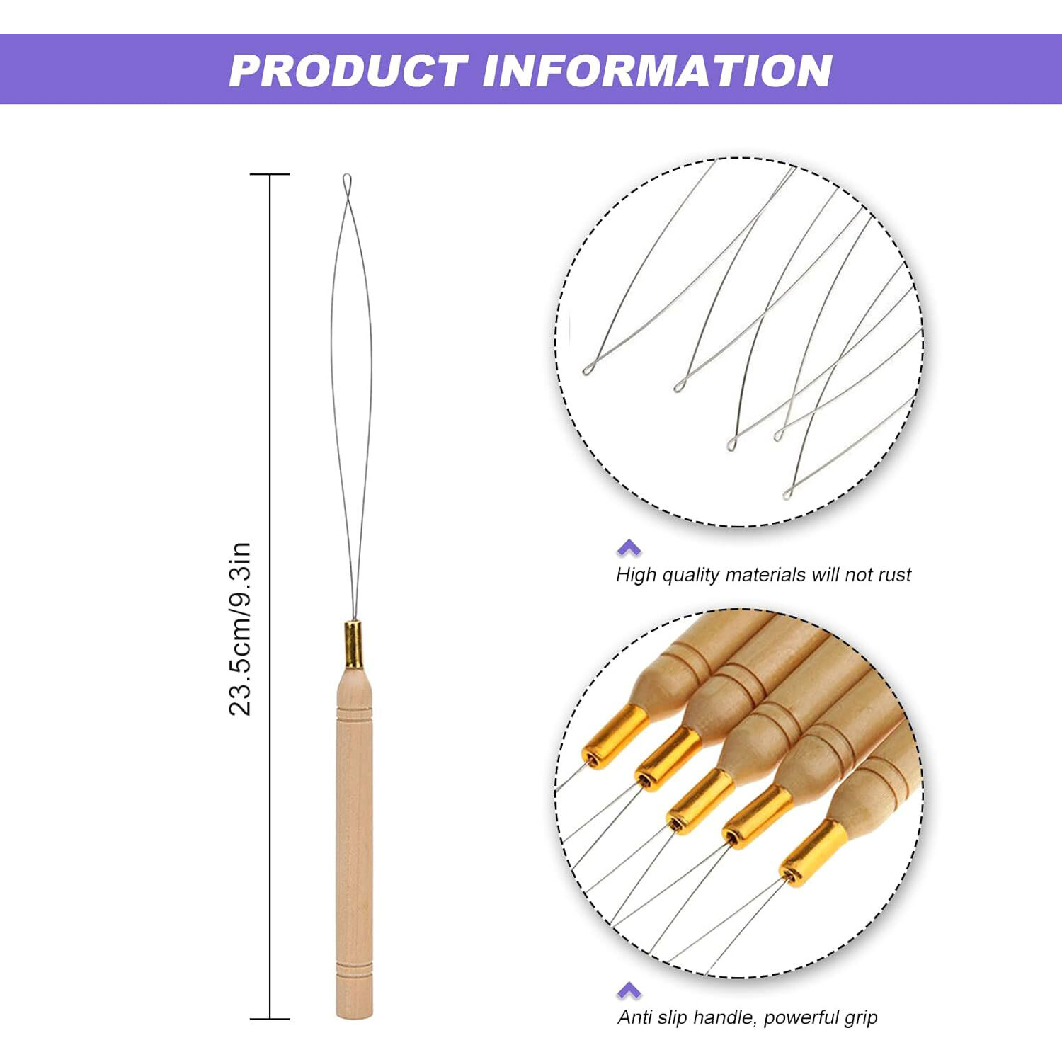 Nano Ring Loop Threader Pulling Tool Silicone Bead for Nano Bead Hair Extensions