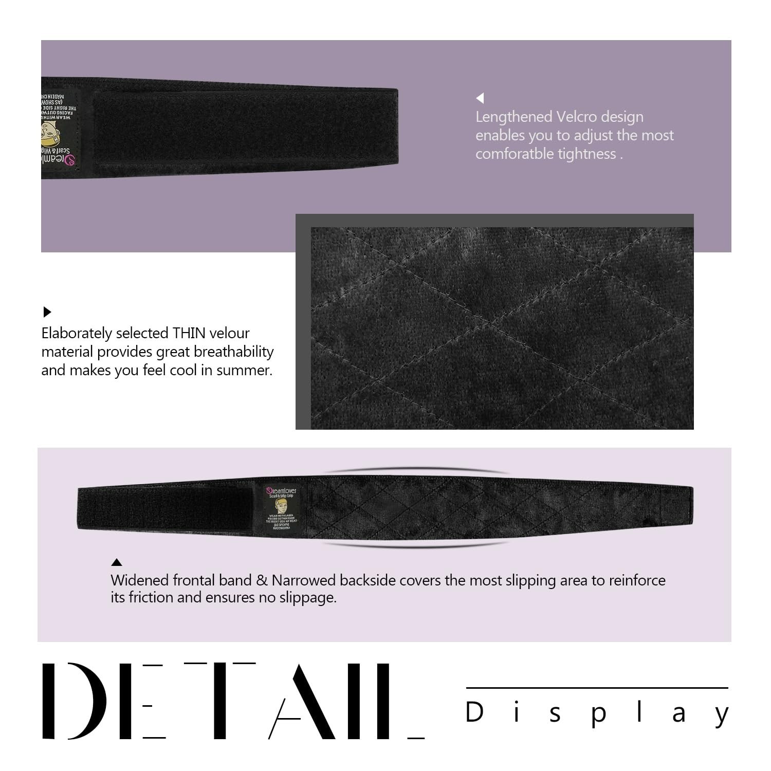 Wig Grip Band, Headband for Keeping Wigs in Place, Black, 2 Pieces